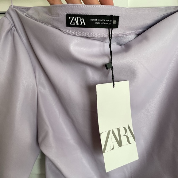 NWT Zara lilac faux leather asymmetric top XS - Picture 6 of 9